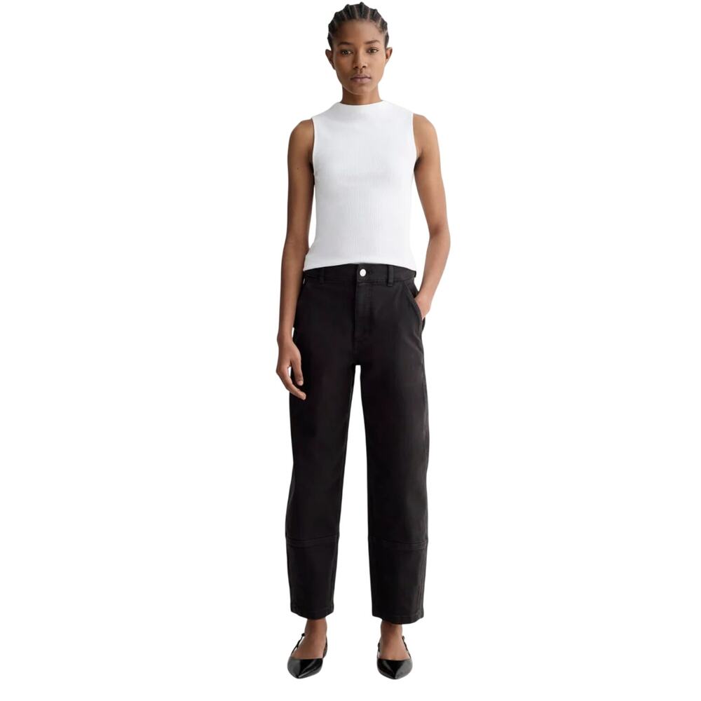 Everlane Utility Barrel Pant Black High Rise Cotton Twill Size 0R